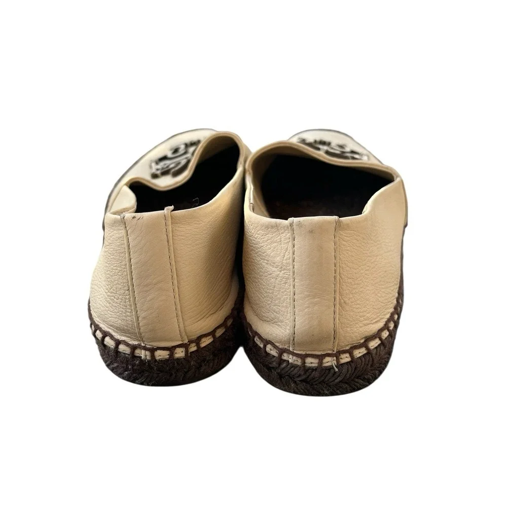 Tory Burch Ines Logo‎ Leather Espadrille Flats Women's Size 7
